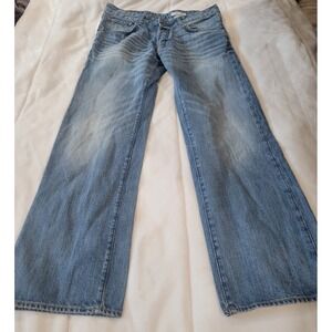 H&M Bragg Men Blue Cotton Fitted Waist Straight Leg Jeans Denim 34x32